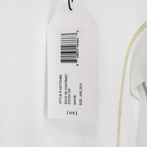 Universal Standard Echo Short Sleeve Contrast Stitch Top White 4XS 0/00 NWT - Picture 4 of 9